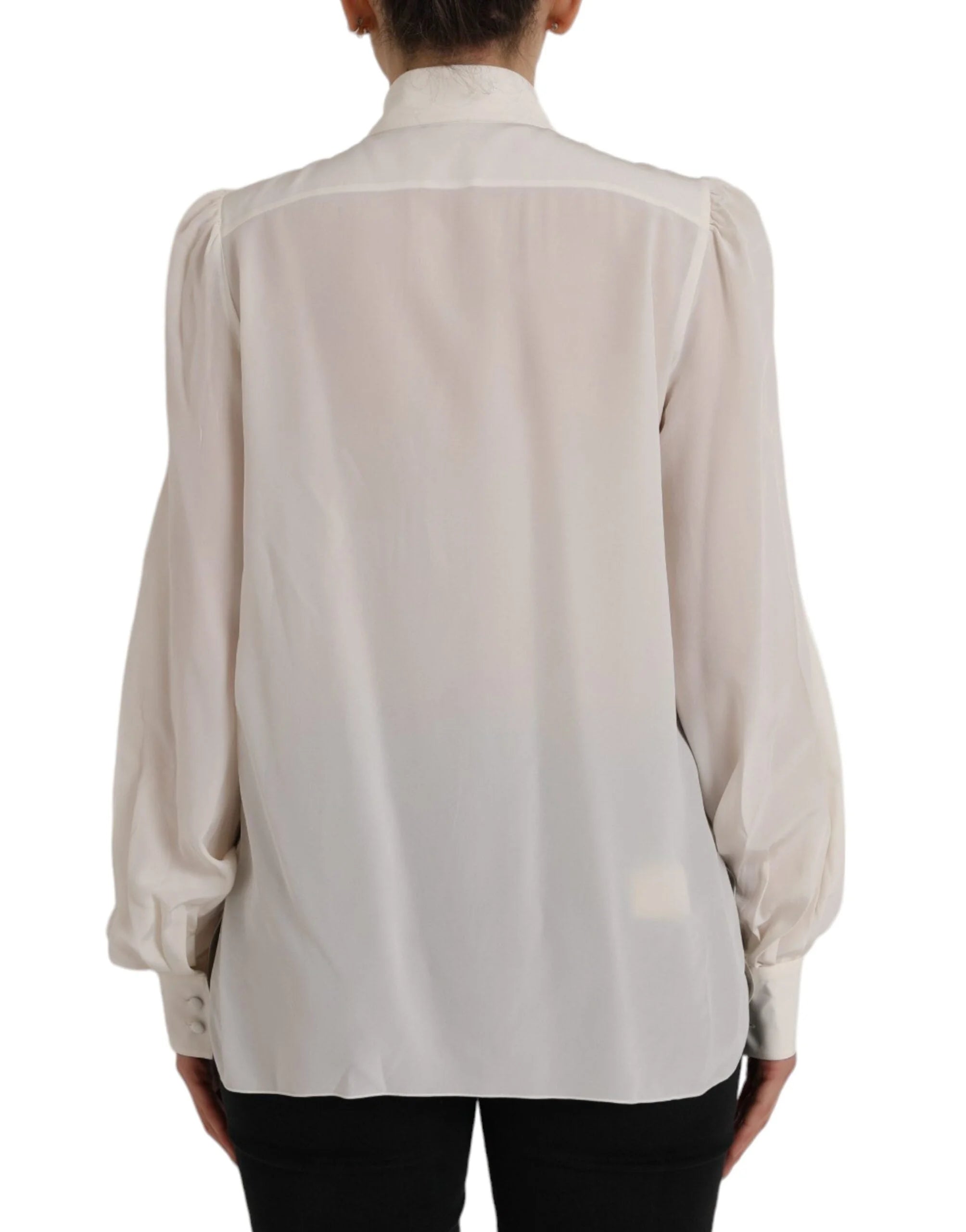 Dolce & Gabbana Off White Long Sleeve Button Down Blouse Top - IT46|XL - Blouses