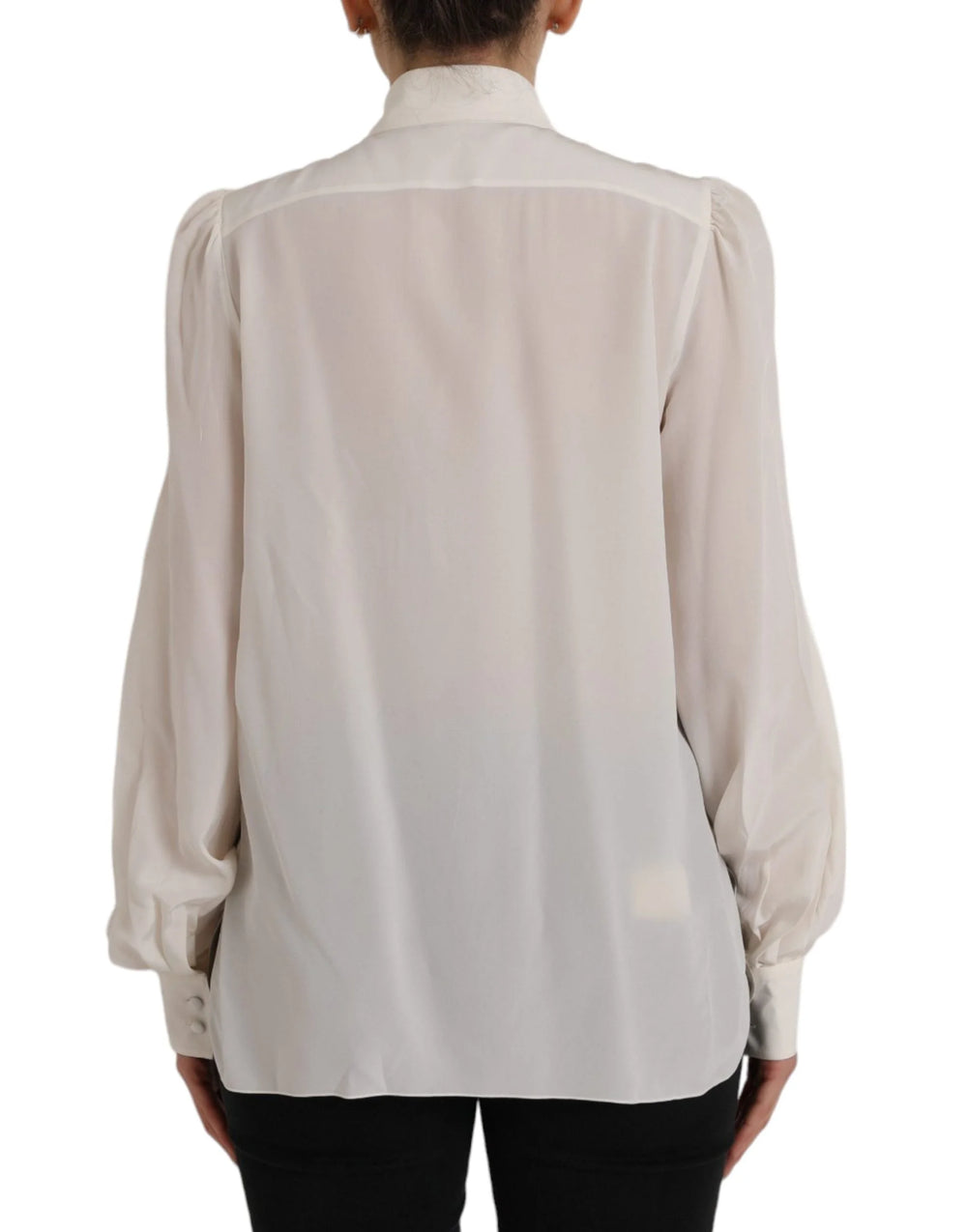 Dolce & Gabbana Off White Long Sleeve Button Down Blouse Top - IT46|XL - Blouses