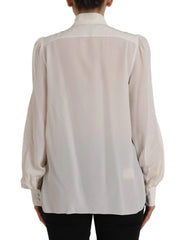 Dolce & Gabbana Off White Long Sleeve Button Down Blouse Top - IT46|XL - Blouses