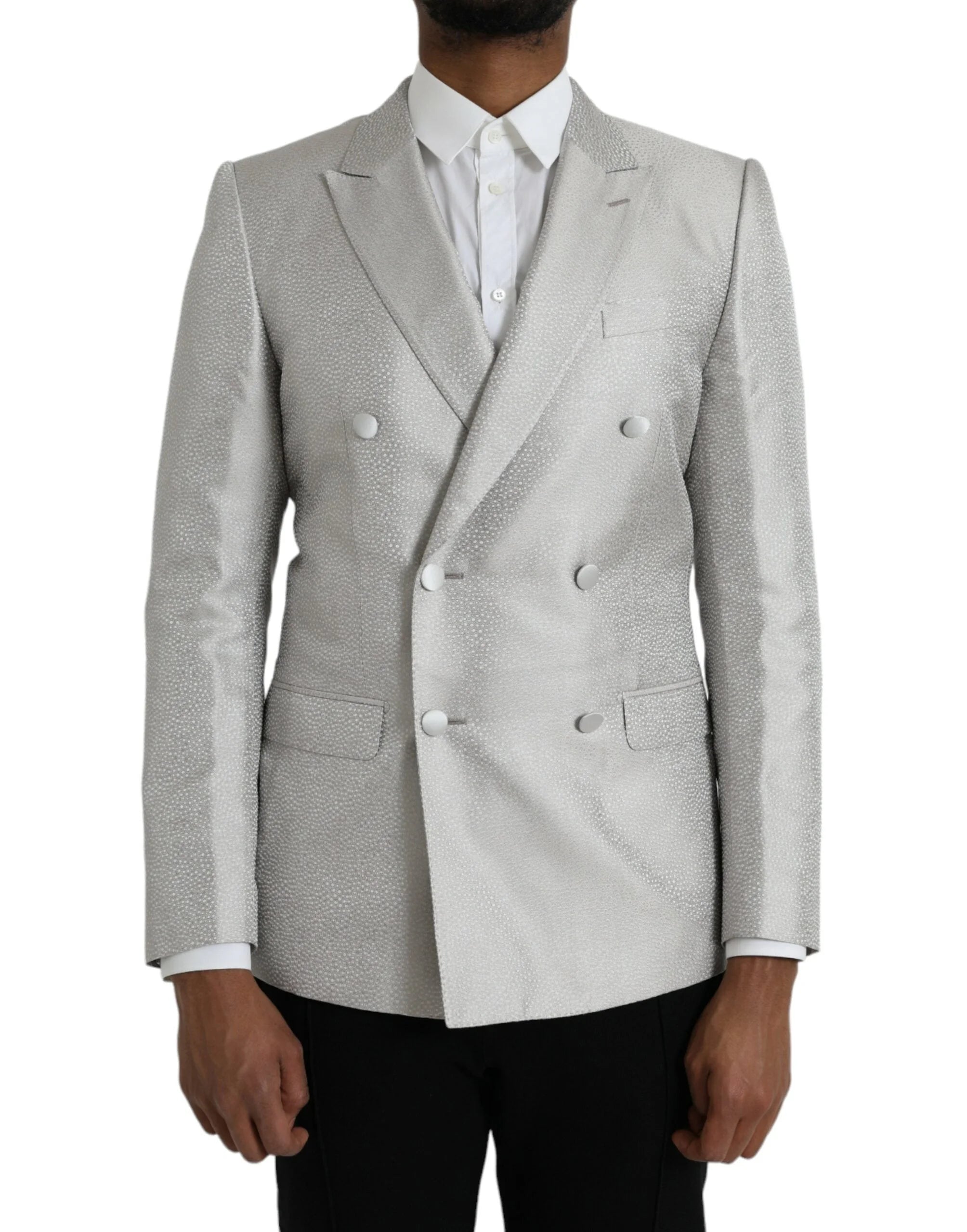 Dolce & Gabbana Off White MARTINI Double Breasted Coat Blazer - IT46 | S - Sport Jackets