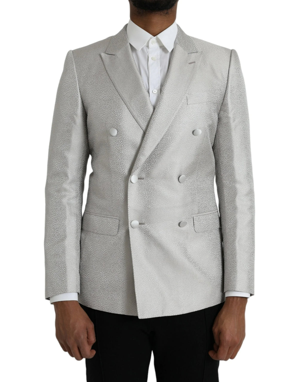 Dolce & Gabbana Off White MARTINI Double Breasted Coat Blazer - IT46 | S - Sport Jackets
