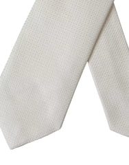 Dolce & Gabbana Off White Patterned Silk Classic Adjustable Tie - Neckties