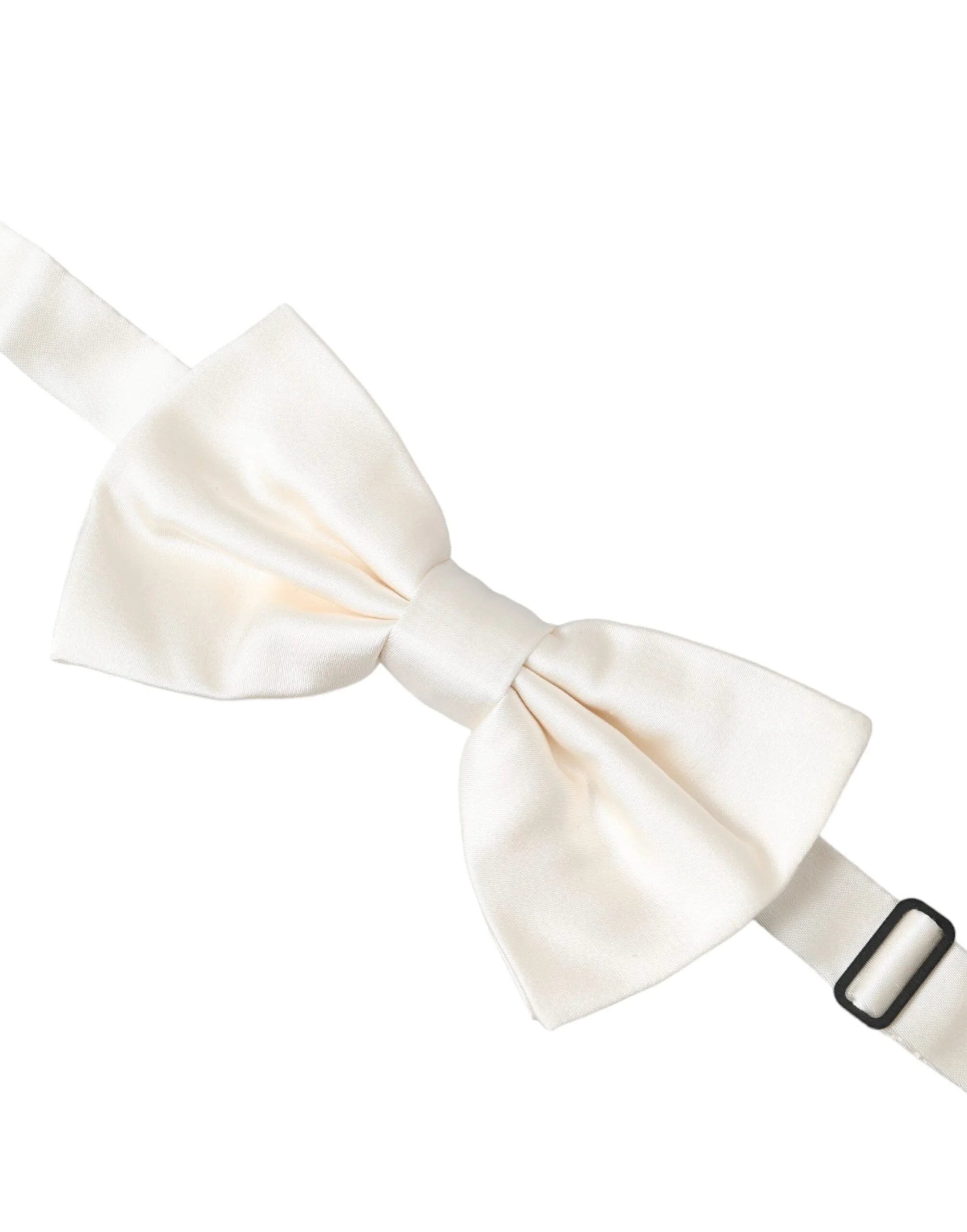 Dolce & Gabbana Off White Silk Adjustable Neck Men Bow Tie - Neckties