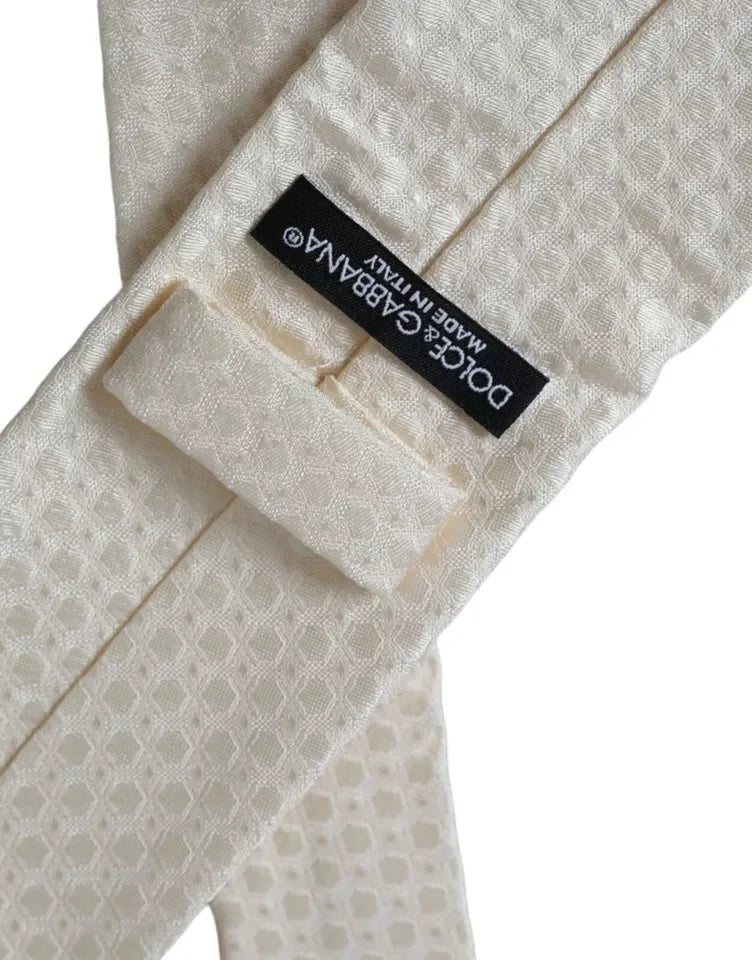 Dolce & Gabbana Off White Silk Adjustable Necktie Men Tie - Neckties