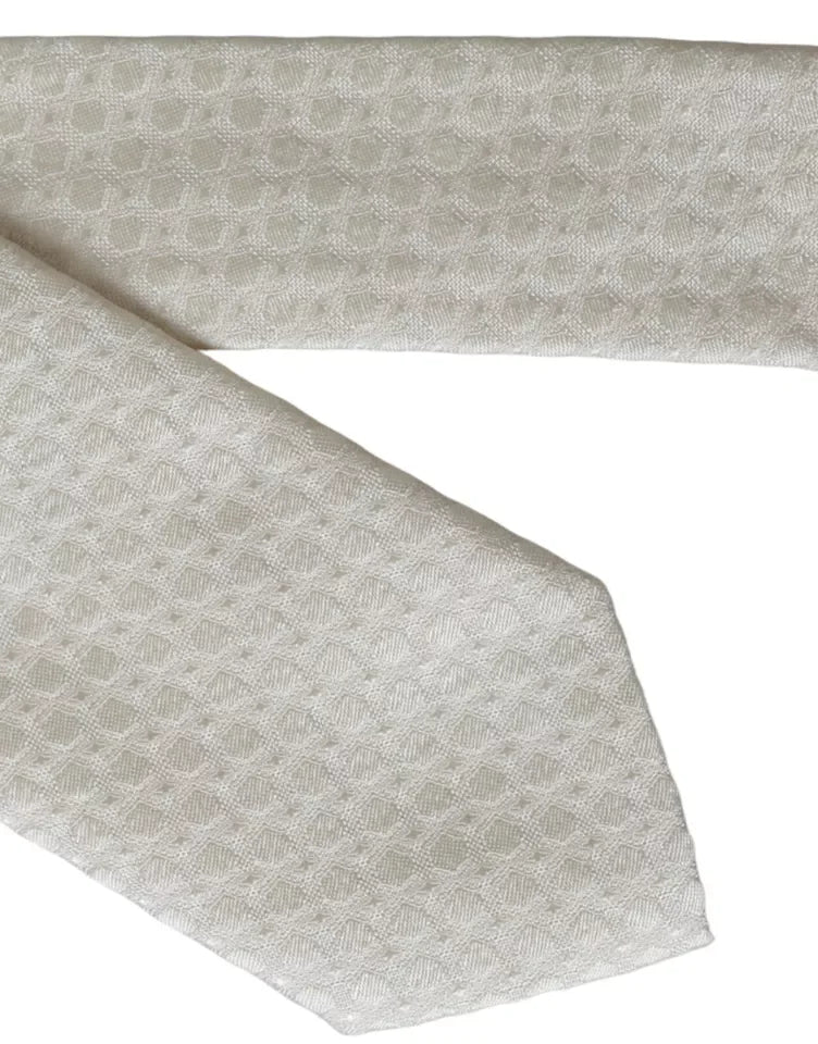 Dolce & Gabbana Off White Silk Adjustable Necktie Men Tie - Neckties