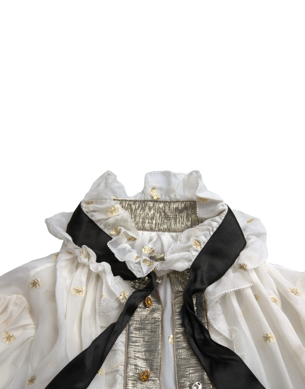 Dolce & Gabbana Off White Silk Blend Ascot Collar Blouse Top - IT42|M - Blouses