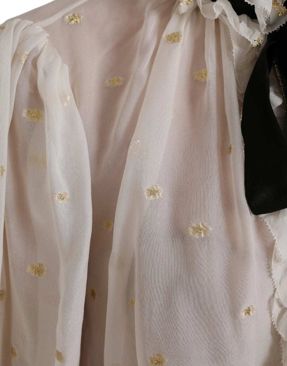 Dolce & Gabbana Off White Silk Blend Ascot Collar Blouse Top - IT42|M - Blouses