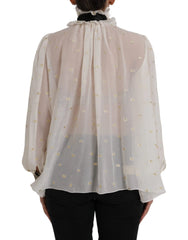 Dolce & Gabbana Off White Silk Blend Ascot Collar Blouse Top - IT42|M - Blouses