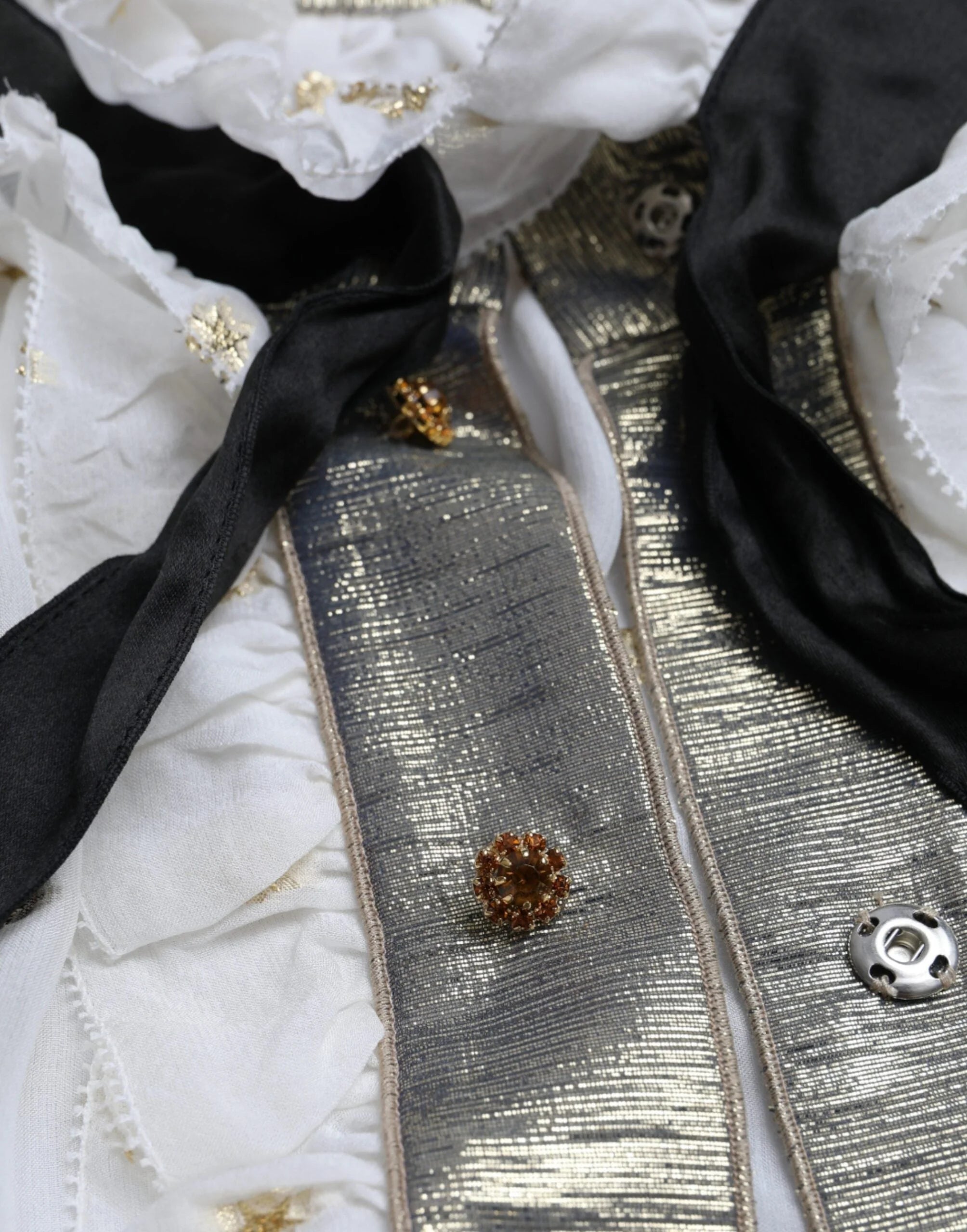 Dolce & Gabbana Off White Silk Blend Ascot Collar Blouse Top - IT42|M - Blouses