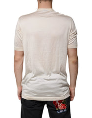 Dolce & Gabbana Off White Silk Henley Short Sleeves T-Shirt - IT56 | XXL - T-Shirts