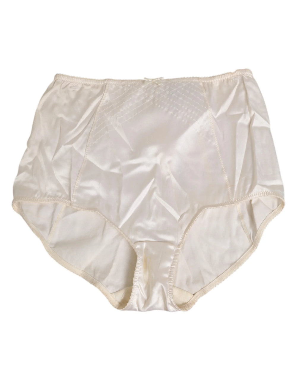 Dolce & Gabbana Off White Silk High Waist Girdle Panty Underwear - IT2 | S - High Waisted Briefs