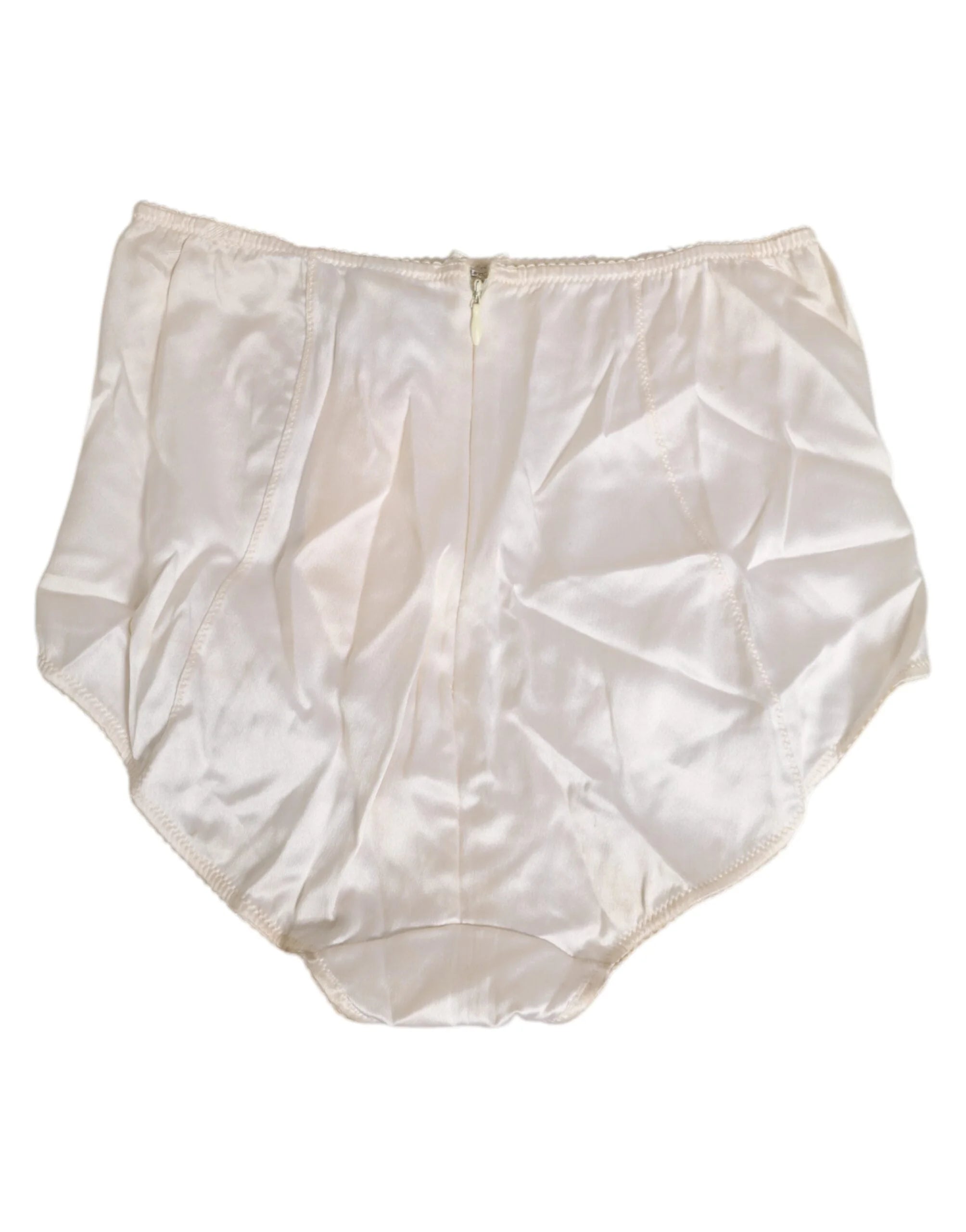 Dolce & Gabbana Off White Silk High Waist Girdle Panty Underwear - IT2 | S - High Waisted Briefs