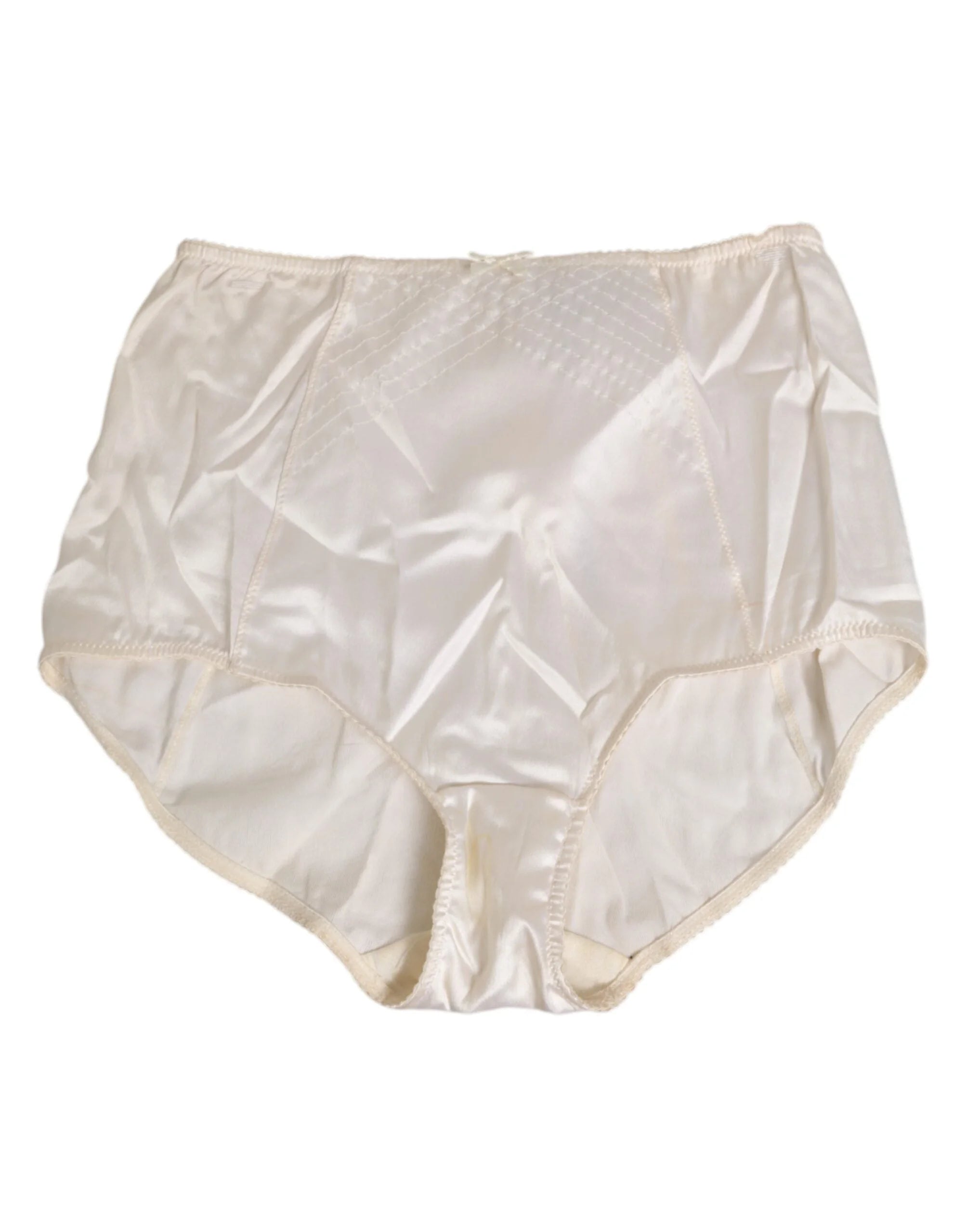 Dolce & Gabbana Off White Silk High Waist Girdle Panty Underwear - IT2 | S - High Waisted Briefs