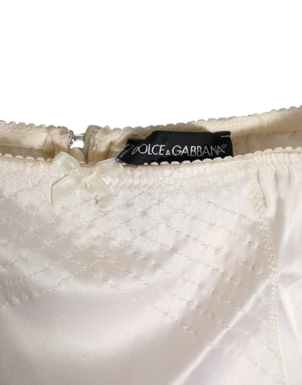Dolce & Gabbana Off White Silk High Waist Girdle Panty Underwear - IT2 | S - High Waisted Briefs