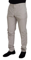 Dolce & Gabbana Off White Silk Mid Waist Chino Pants - IT54 | XL - Chinos