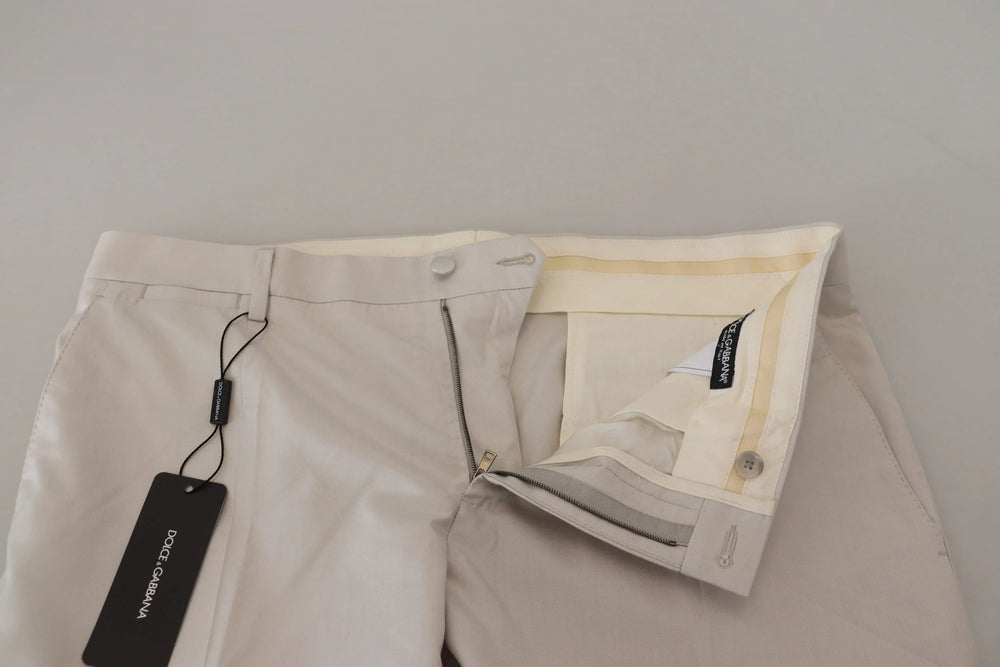 Dolce & Gabbana Off White Silk Mid Waist Chino Pants - IT54 | XL - Chinos