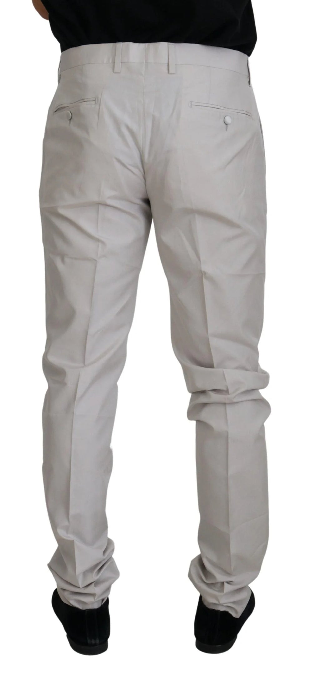 Dolce & Gabbana Off White Silk Mid Waist Chino Pants - IT54 | XL - Chinos