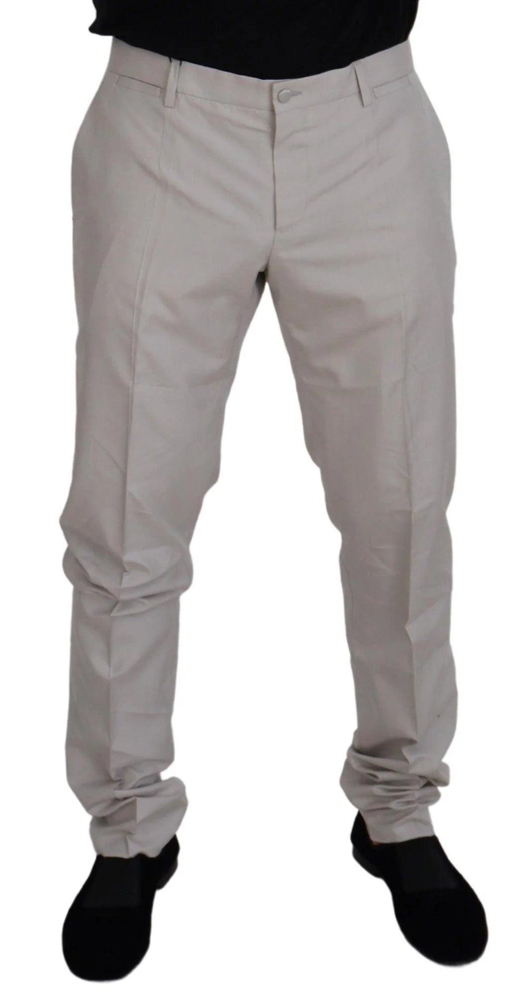 Dolce & Gabbana Off White Silk Mid Waist Chino Pants - IT54 | XL - Chinos