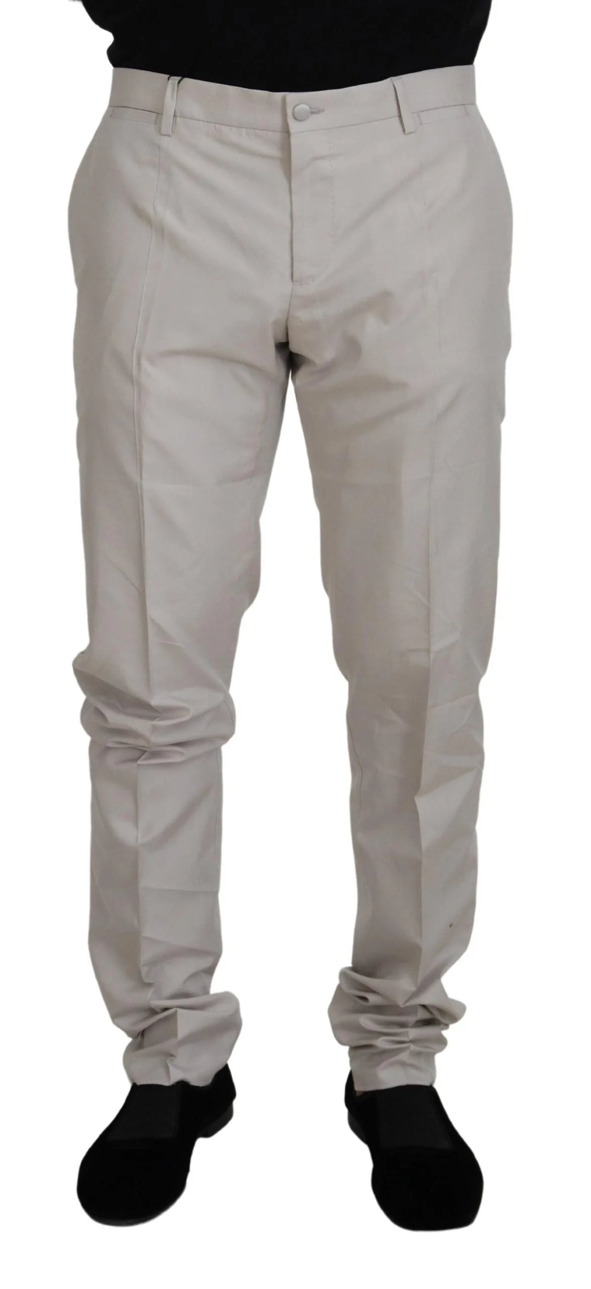 Dolce & Gabbana Off White Silk Mid Waist Chino Pants - IT54 | XL - Chinos