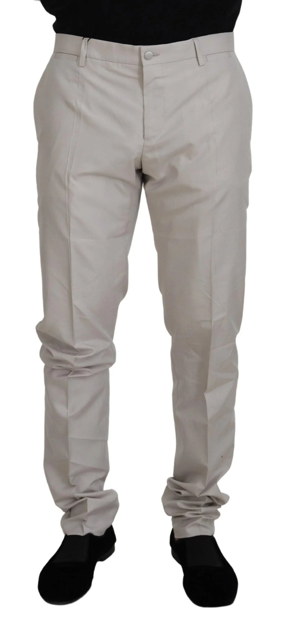 Dolce & Gabbana Off White Silk Mid Waist Chino Pants - IT54 | XL - Chinos