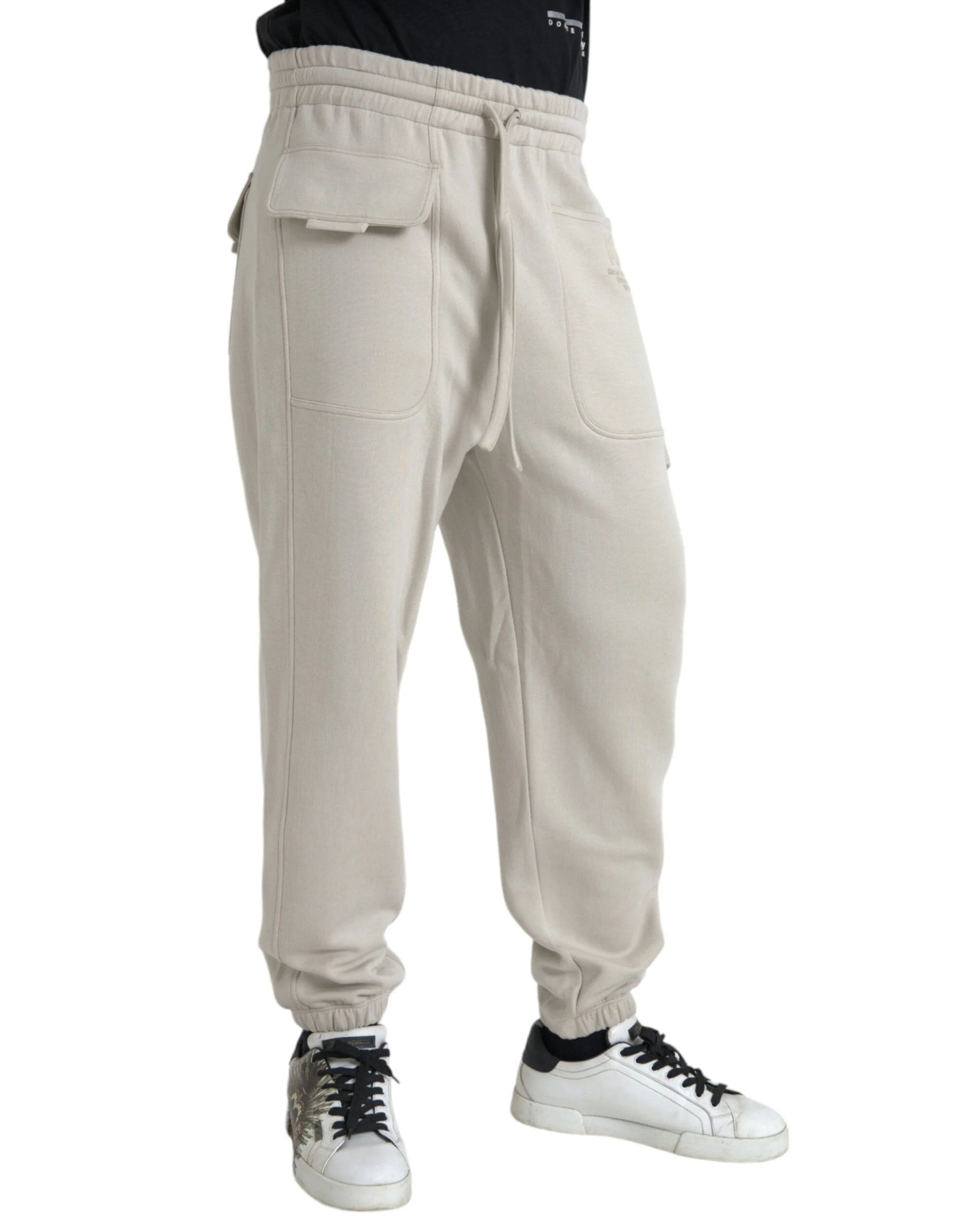 Dolce & Gabbana Off White Viscose Cargo Jogger Sweatpants Pants - IT48 | M - Joggers