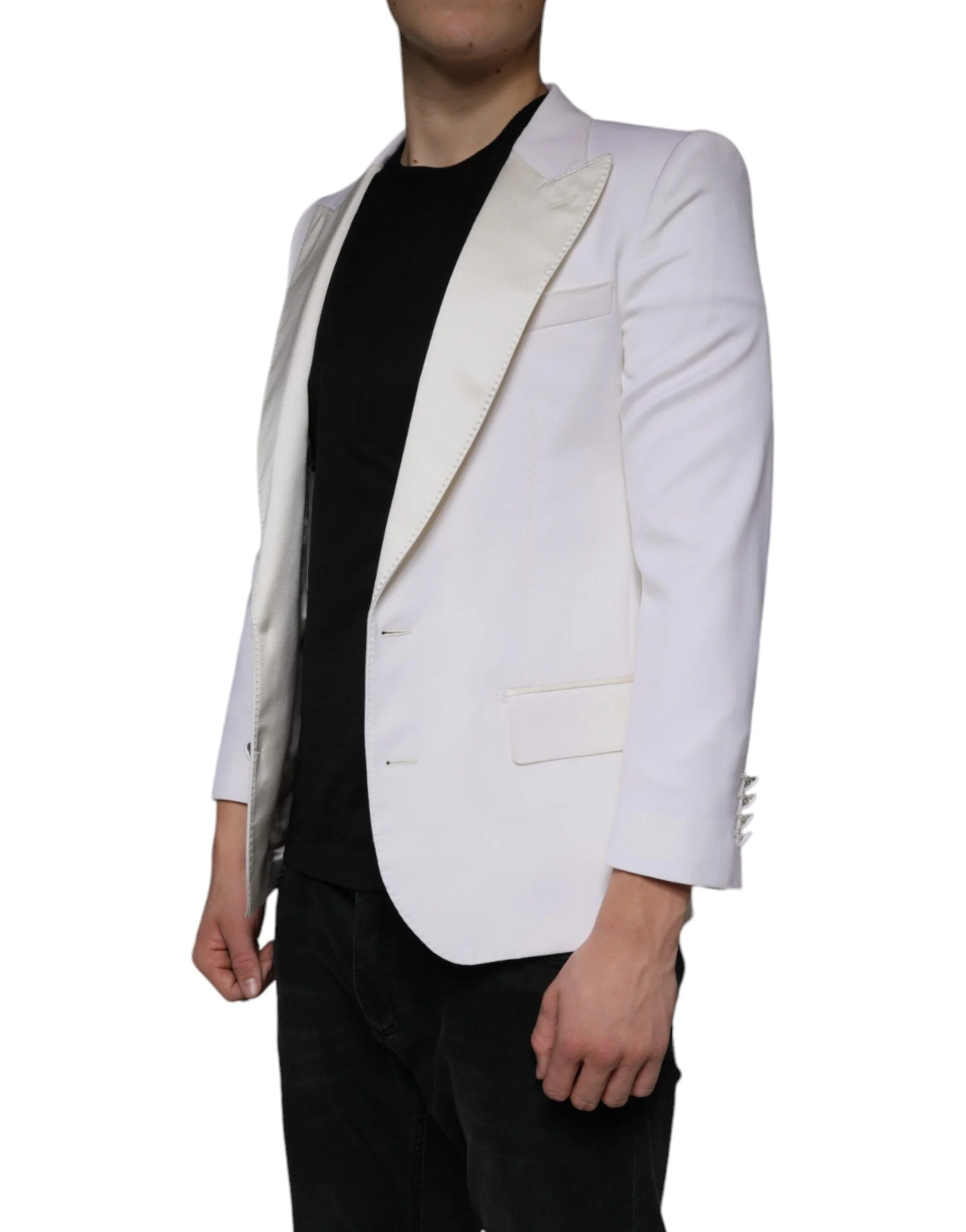 Dolce & Gabbana Off White Wool Single Breasted Dress Blazer - IT46 | S - Sport Jackets