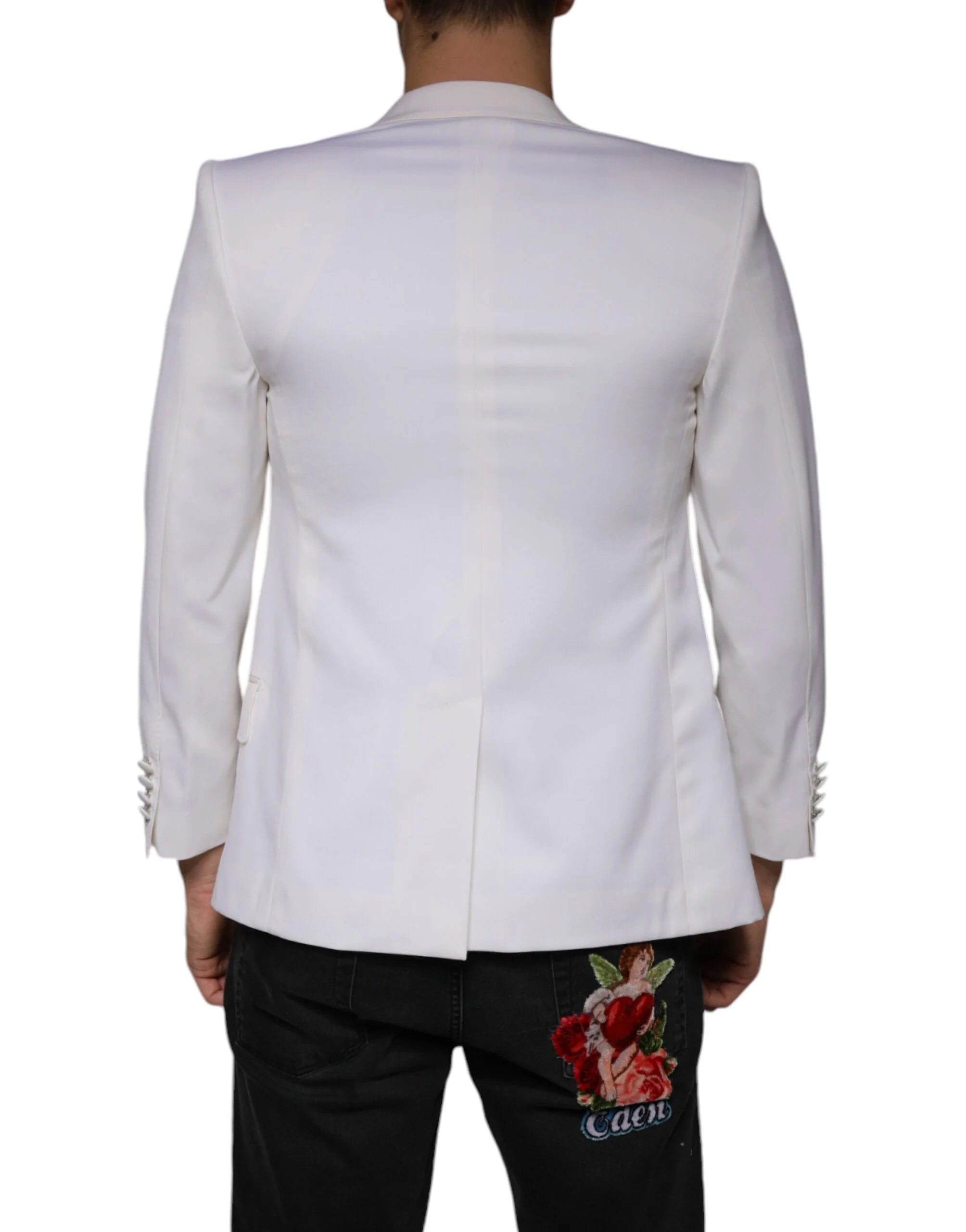 Dolce & Gabbana Off White Wool Single Breasted Dress Blazer - IT46 | S - Sport Jackets