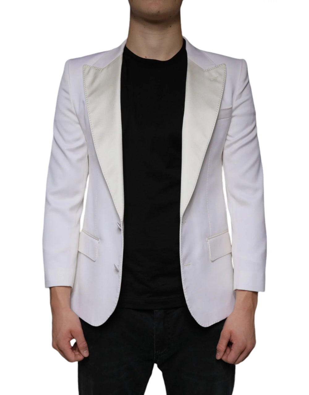 Dolce & Gabbana Off White Wool Single Breasted Dress Blazer - IT46 | S - Sport Jackets