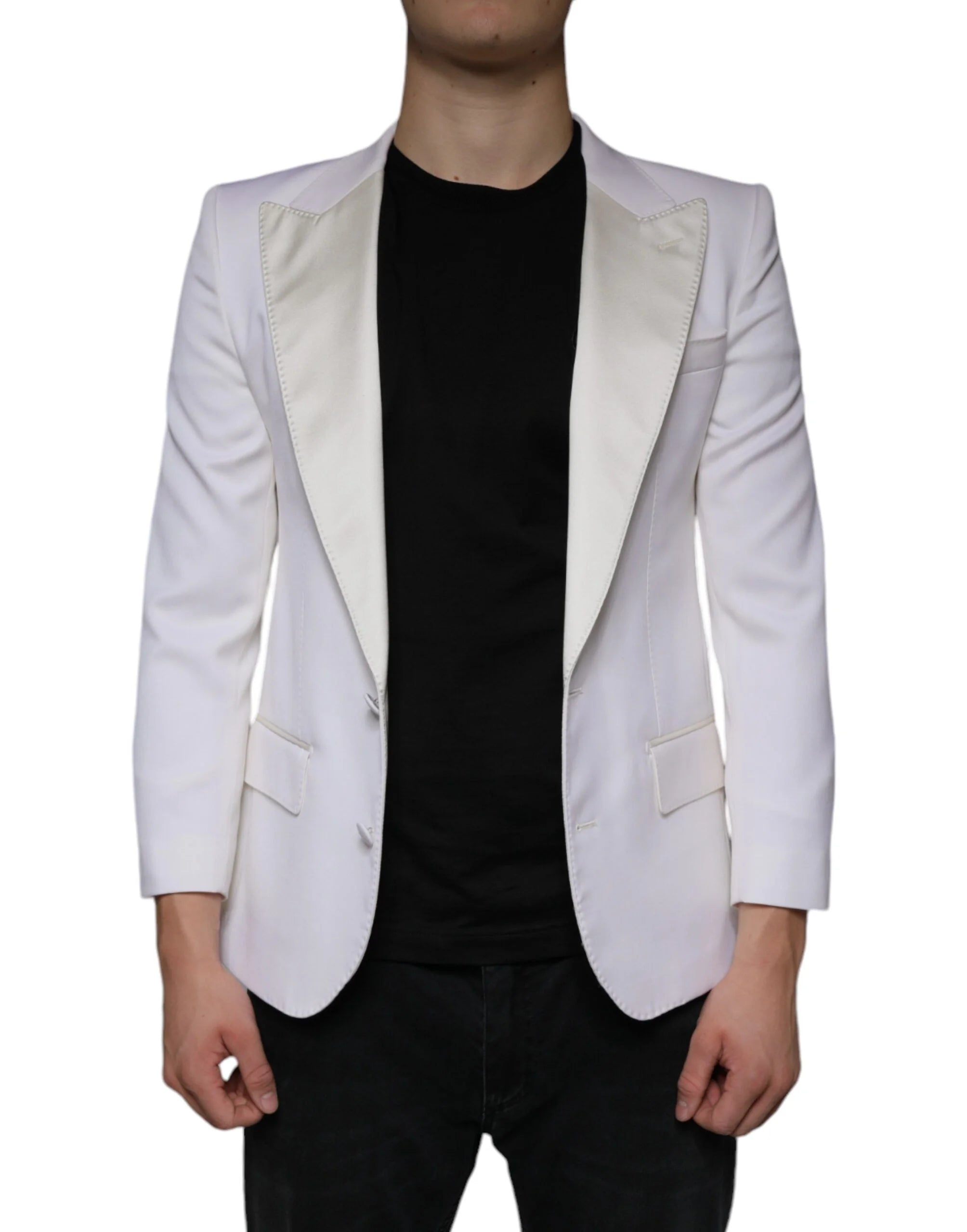 Dolce & Gabbana Off White Wool Single Breasted Dress Blazer - IT46 | S - Sport Jackets