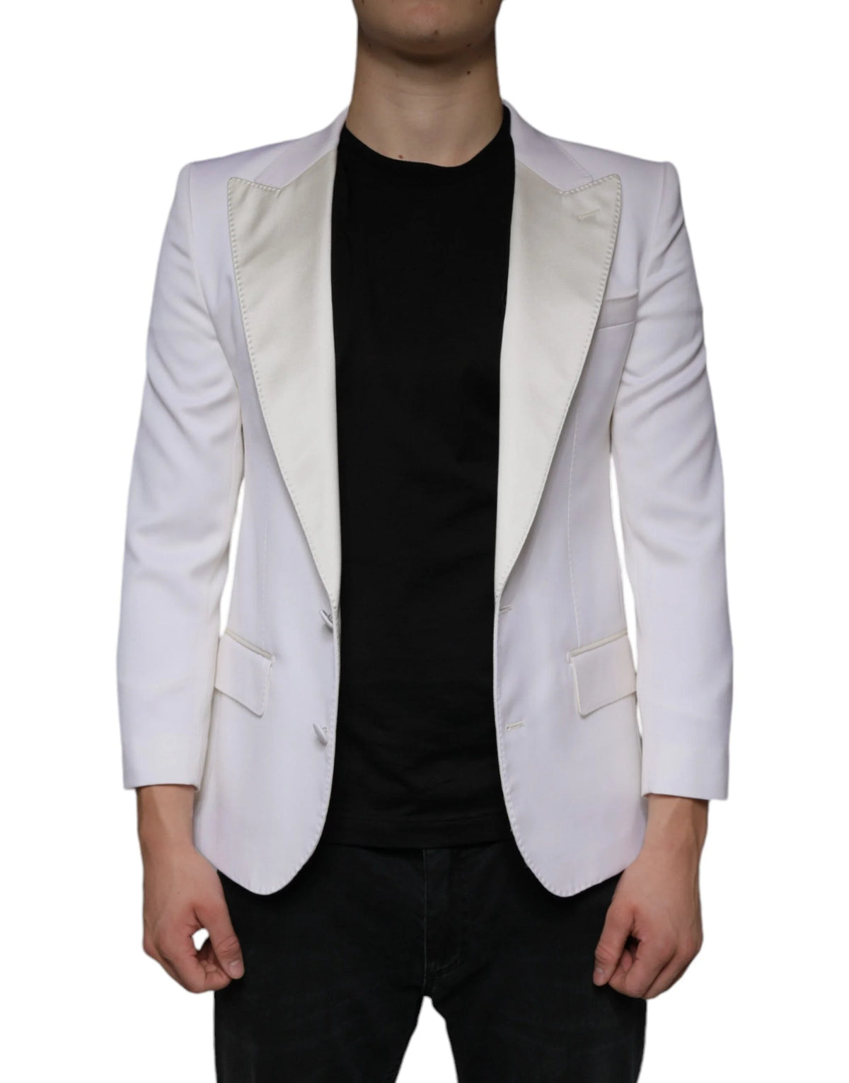 Dolce & Gabbana Off White Wool Single Breasted Dress Blazer - IT46 | S - Sport Jackets