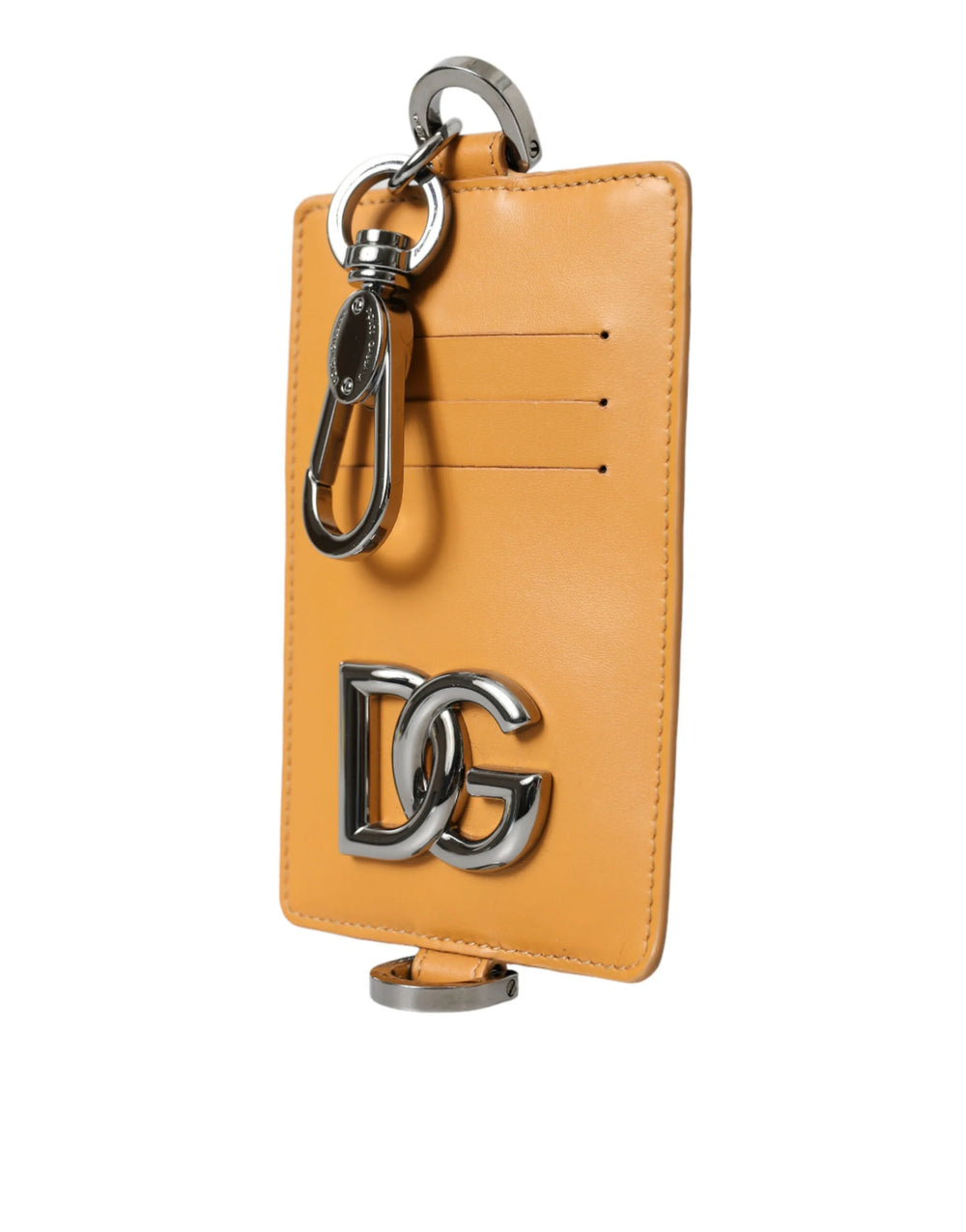 Dolce & Gabbana Orange Calf Leather Credit Card Holder Clip On Wallet - Wallets