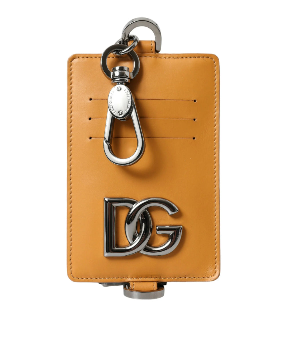 Dolce & Gabbana Orange Calf Leather Credit Card Holder Clip On Wallet - Wallets