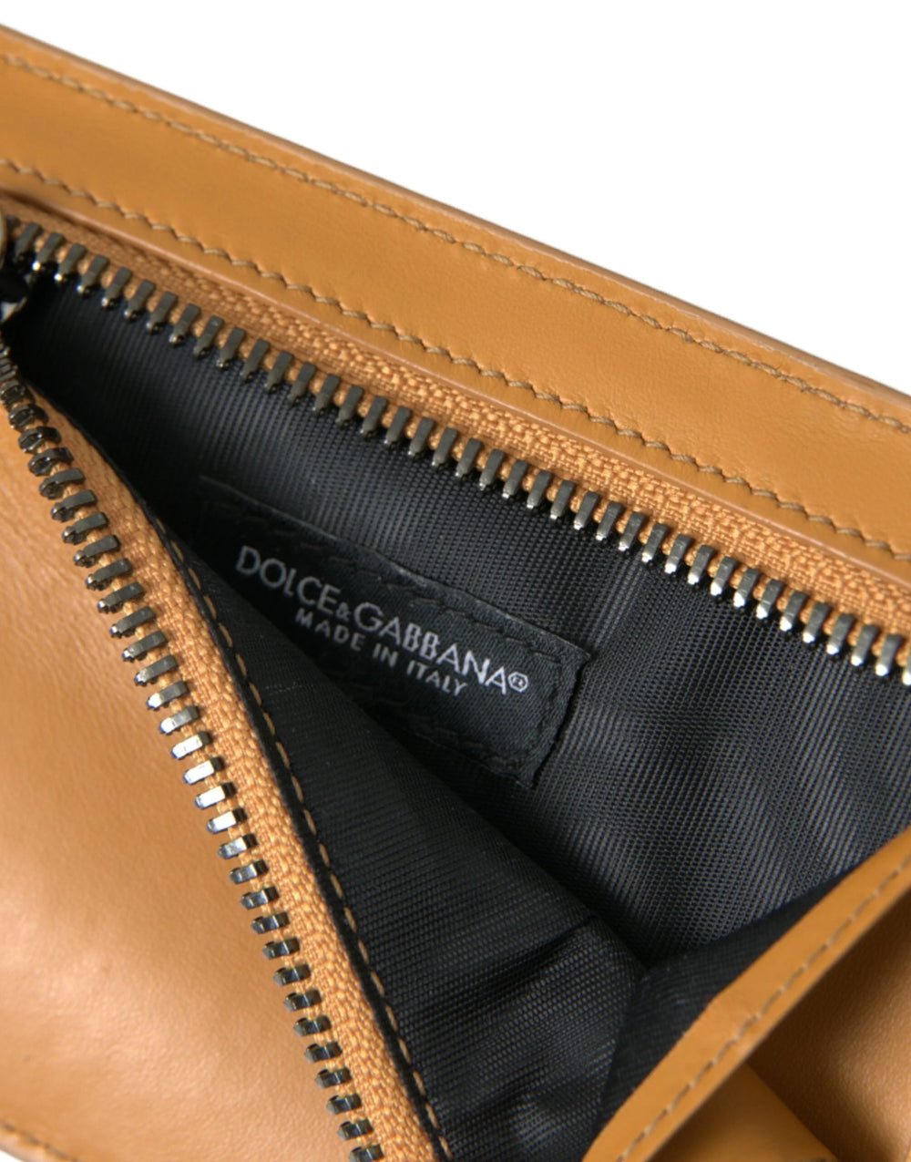 Dolce & Gabbana Orange Calf Leather Credit Card Holder Clip On Wallet - Wallets