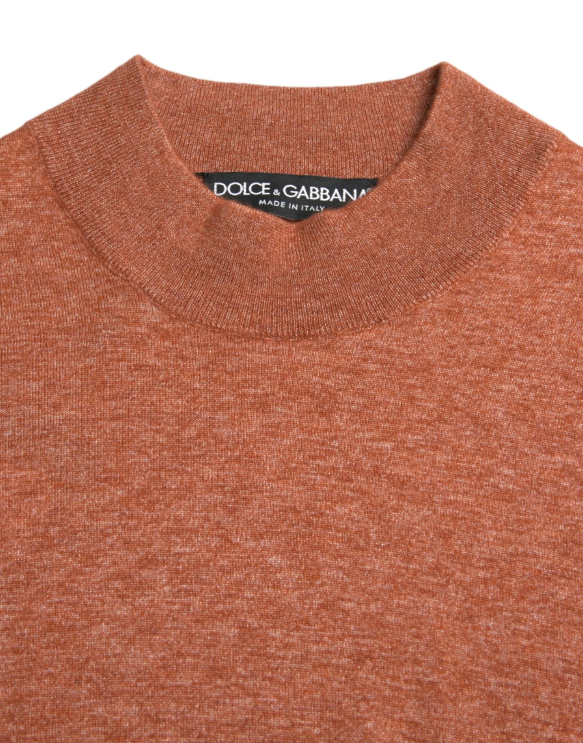 Dolce & Gabbana Orange Cashmere Crew Neck Pullover Sweater - IT48 | M - Sweaters