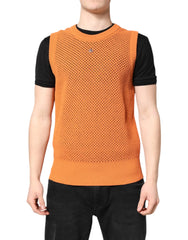 Dolce & Gabbana Orange Cashmere Round Neck Sleeveless T-shirt - IT48 | M - Tank Tops
