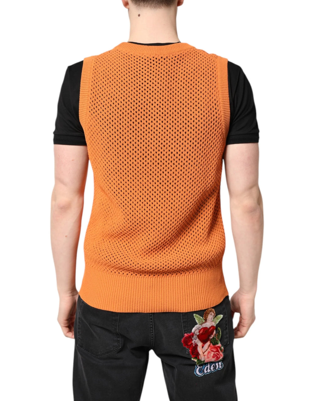 Dolce & Gabbana Orange Cashmere Round Neck Sleeveless T-shirt - IT48 | M - Tank Tops