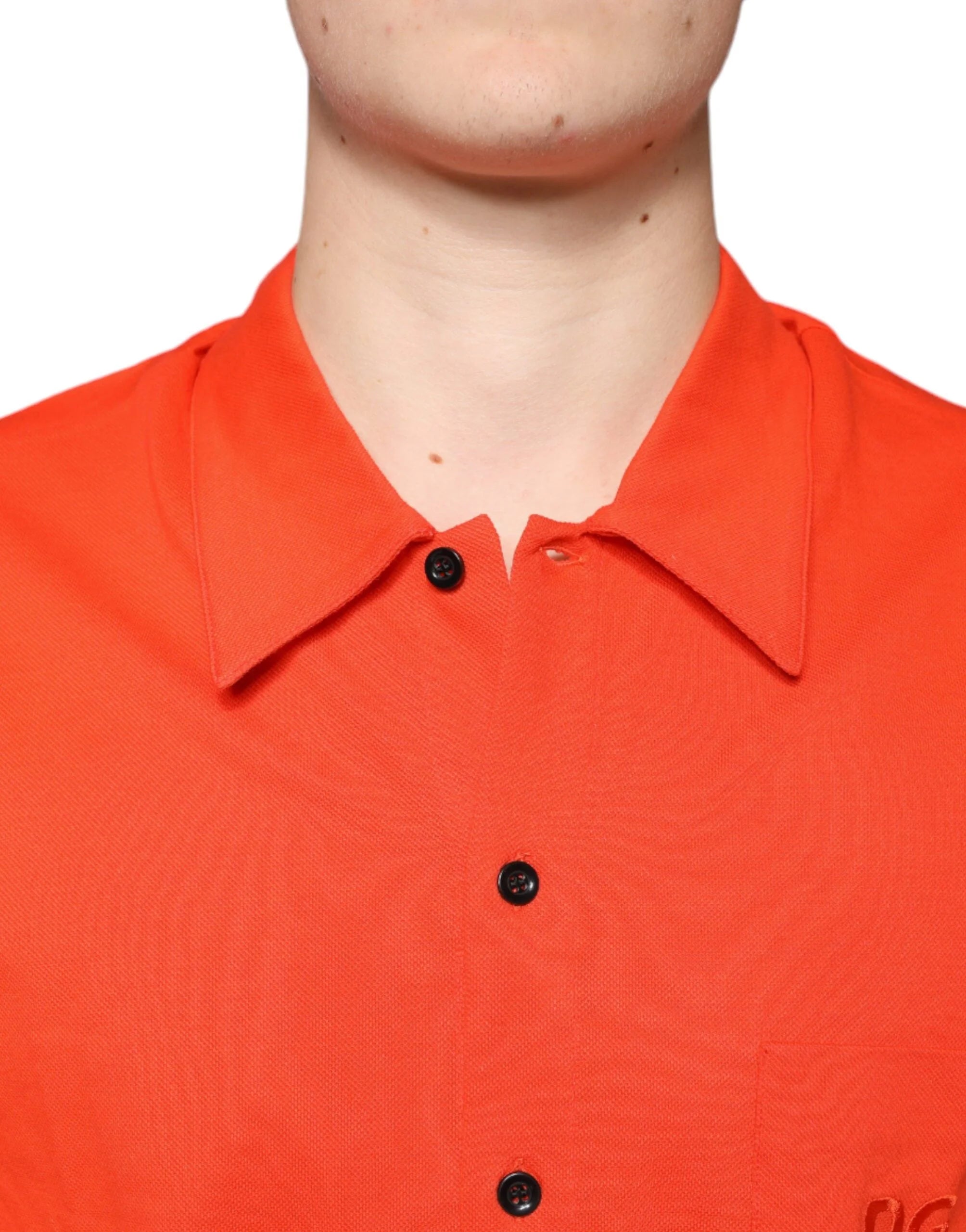 Dolce & Gabbana Orange Cotton Button Down Casual Polo Shirt - Polos