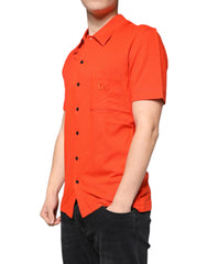 Dolce & Gabbana Orange Cotton Button Down Casual Polo Shirt - Polos