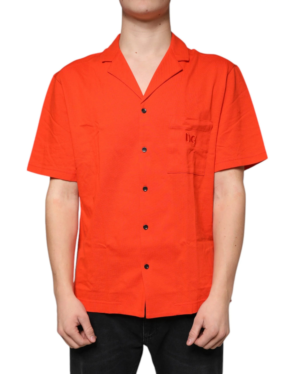 Dolce & Gabbana Orange Cotton Button Down Casual Polo Shirt - Shirts