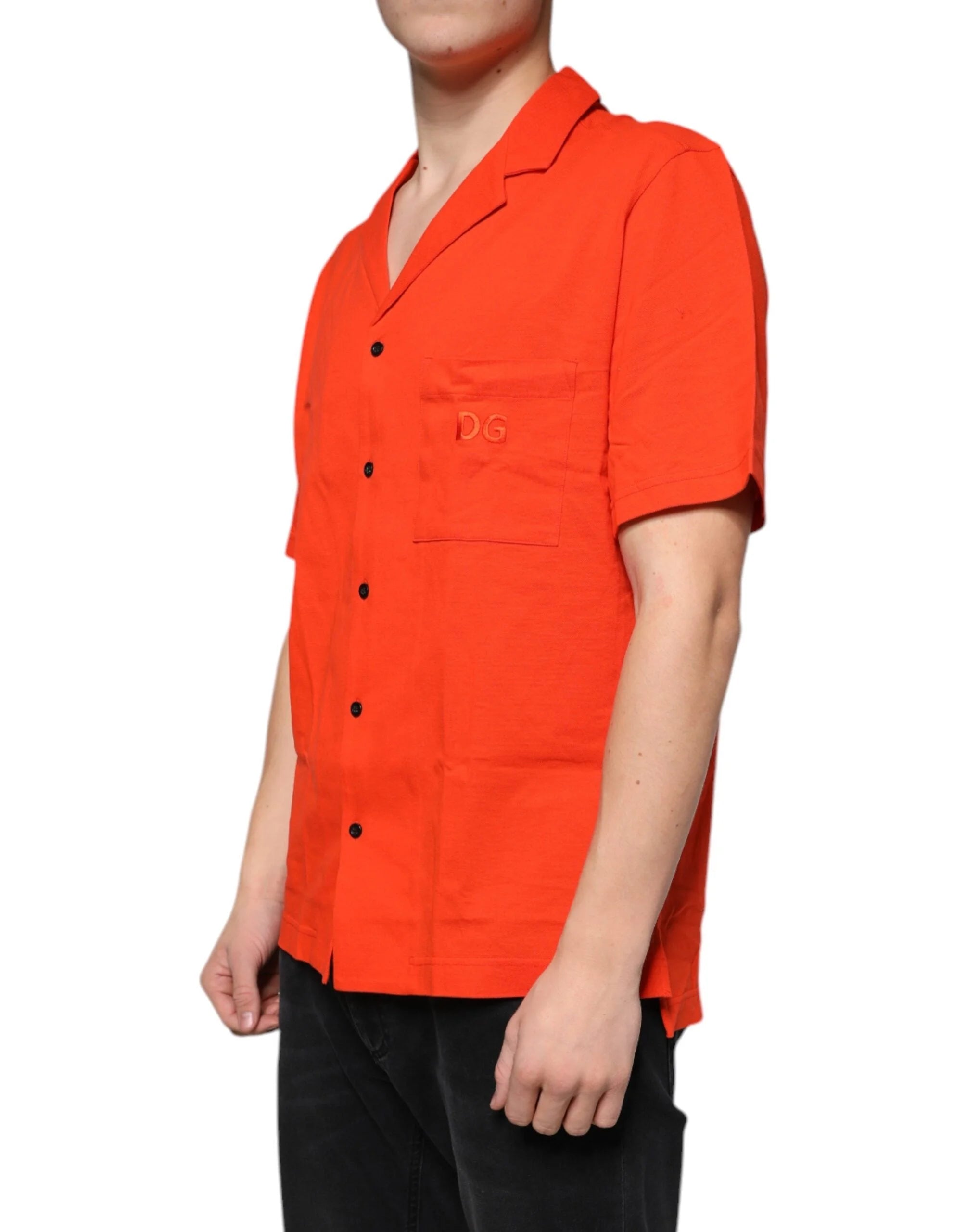 Dolce & Gabbana Orange Cotton Button Down Casual Polo Shirt - Shirts