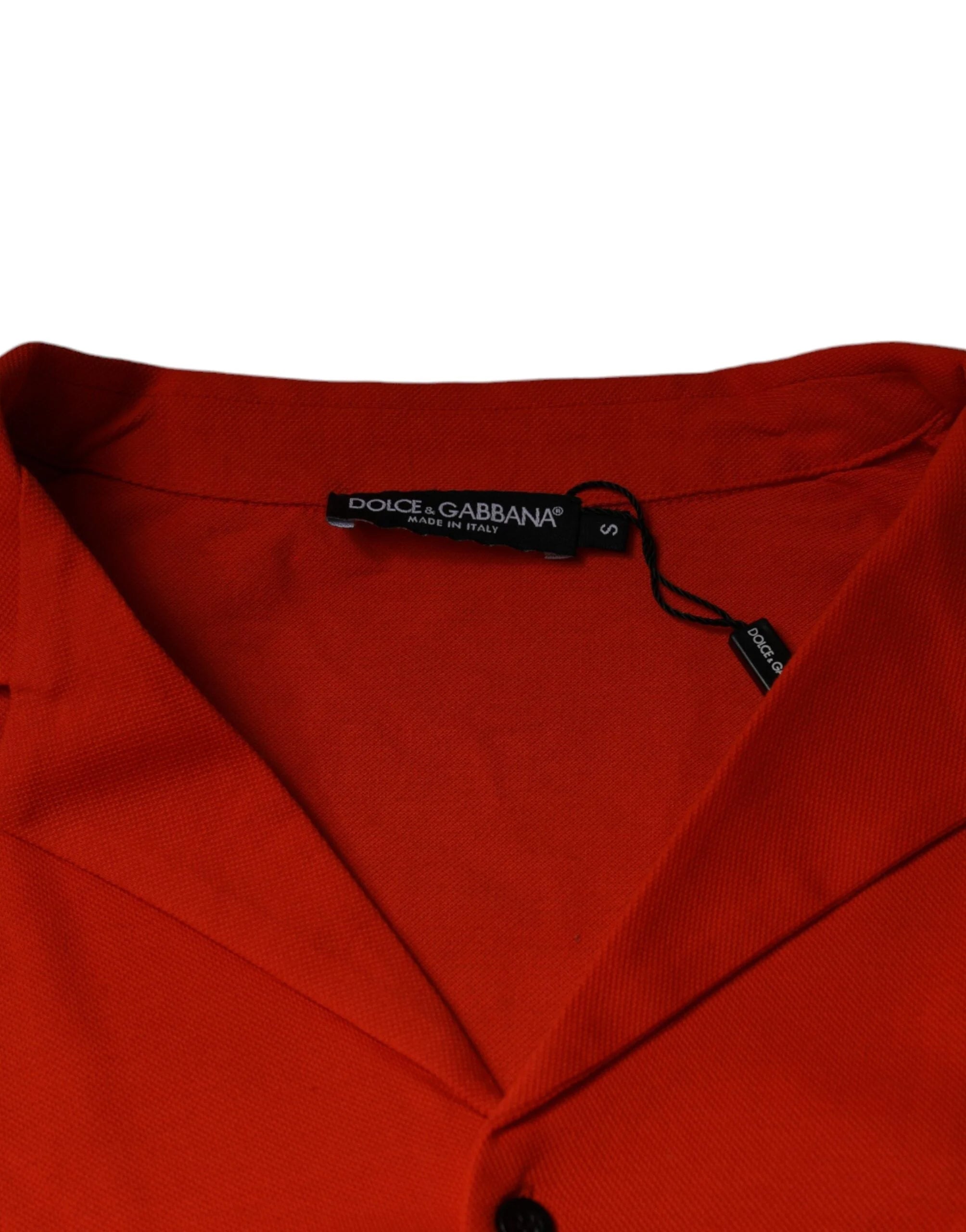 Dolce & Gabbana Orange Cotton Button Down Casual Polo Shirt - Shirts