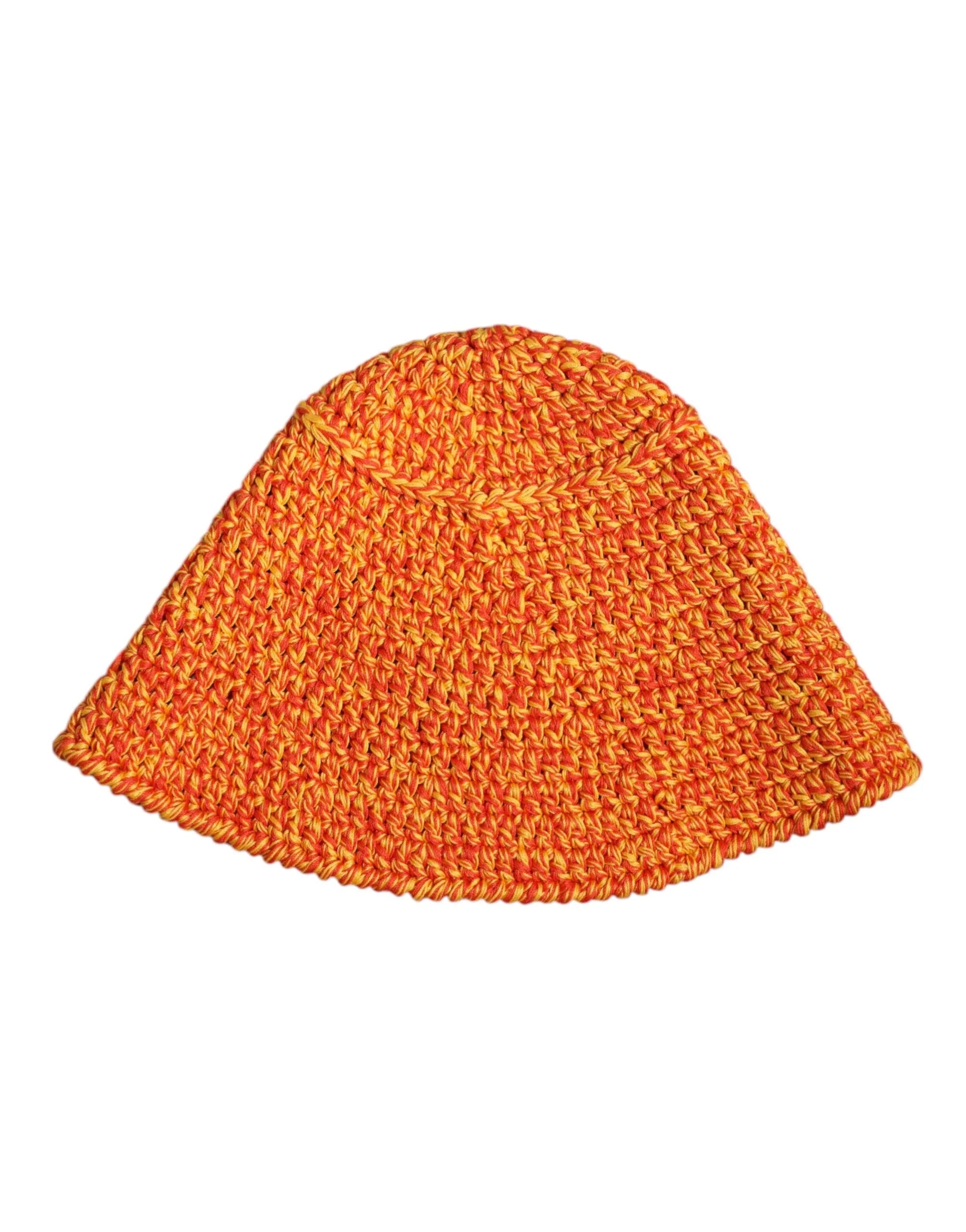 Dolce & Gabbana Orange Cotton Crochet DG Logo Bucket Hat - Bucket Hats