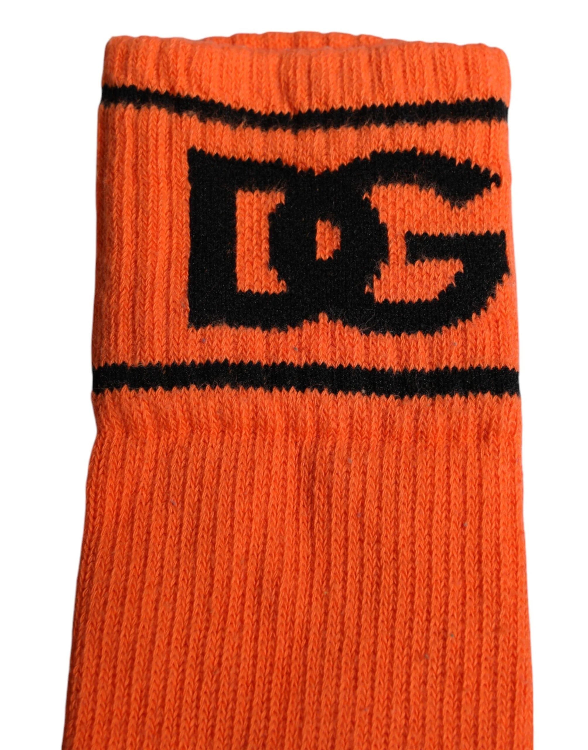 Dolce & Gabbana Orange Cotton DG Logo Print Open Toe Socks - Crew Socks