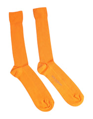 Dolce & Gabbana Orange Cotton Logo Over The Calf Socks - L