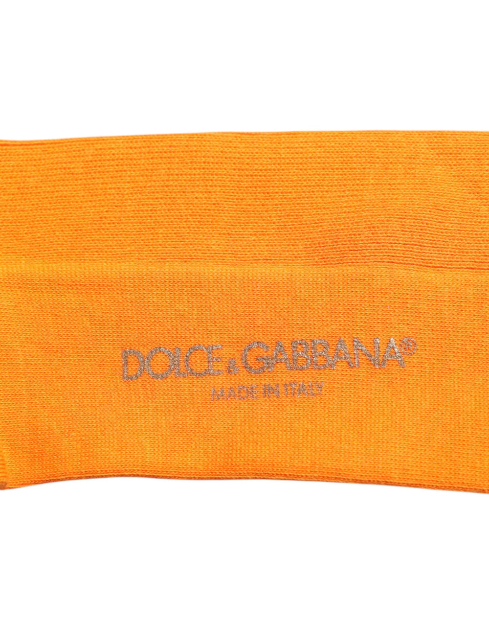 Dolce & Gabbana Orange Cotton Logo Over The Calf Socks - L - Crew Socks
