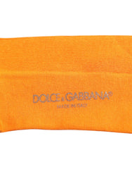 Dolce & Gabbana Orange Cotton Logo Over The Calf Socks - L - Crew Socks