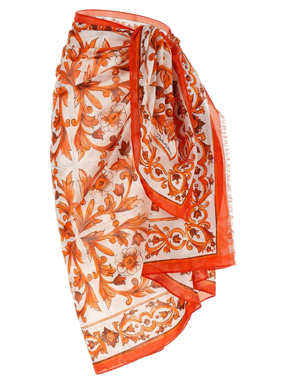 Dolce & Gabbana Orange Cotton Long Skirt - One Size