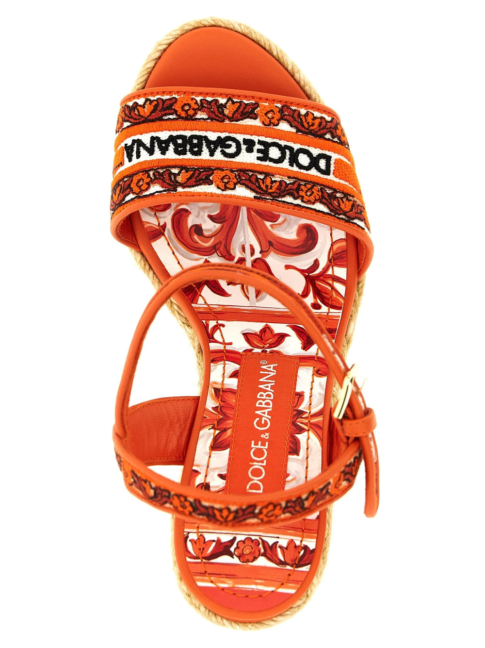 Dolce & Gabbana Orange Cotton Wedge Sandals - EU40/US10