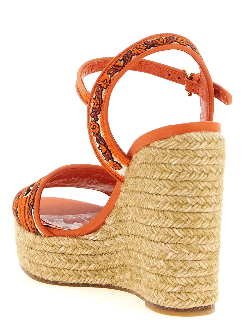 Dolce & Gabbana Orange Cotton Wedge Sandals - EU40/US10