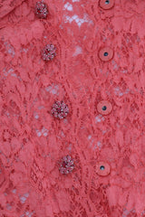 Dolce & Gabbana Orange Crystal Buttons Floral Lace Blouse - IT36|XXS - Blouses